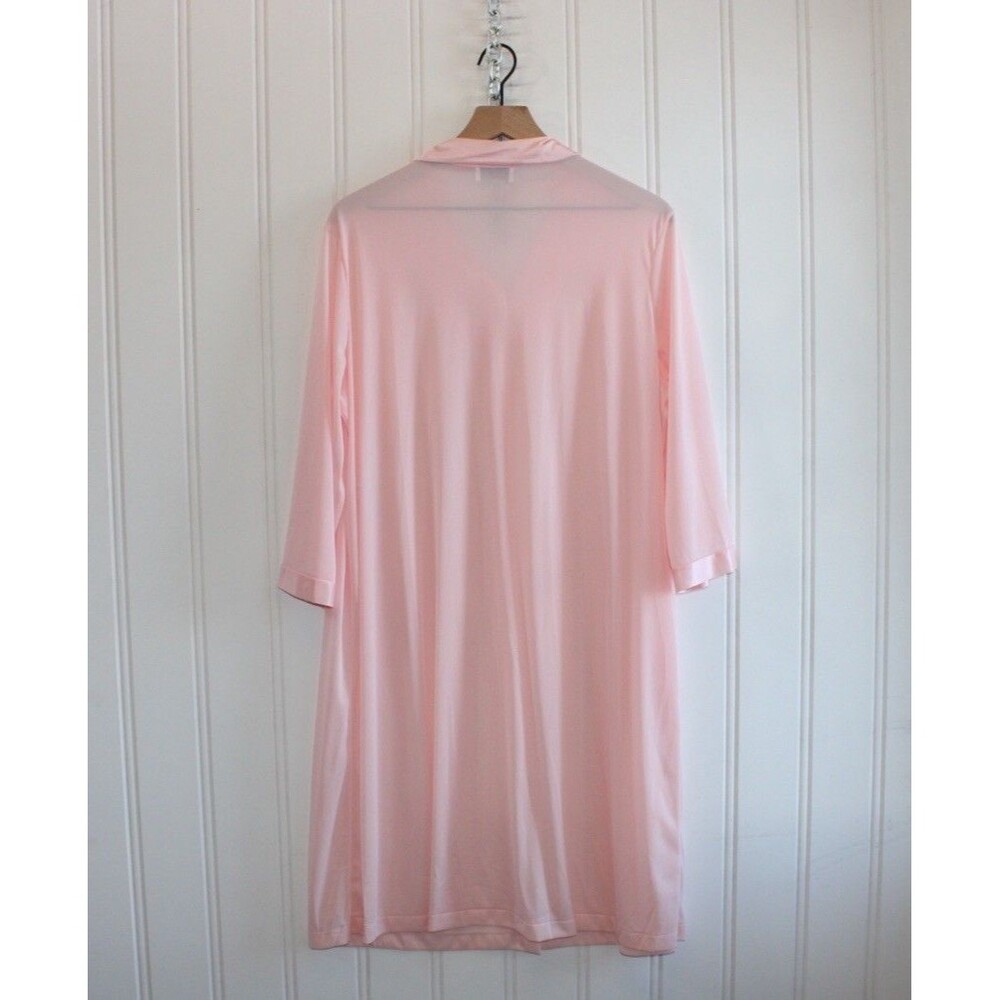 Vanity Fair Vintage Pink Satin Dressing Gown L Cottagecore Y2K Coquette Lace USA - Picture 7 of 9
